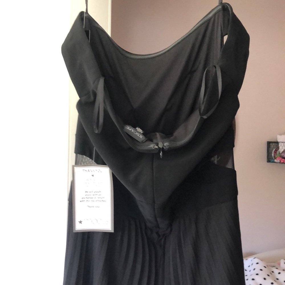 Black off the shoulders Illusion Cut Out Gown